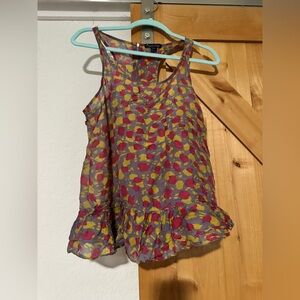 Forever 21 Vibrant Pink and Yellow Ruffled Tank